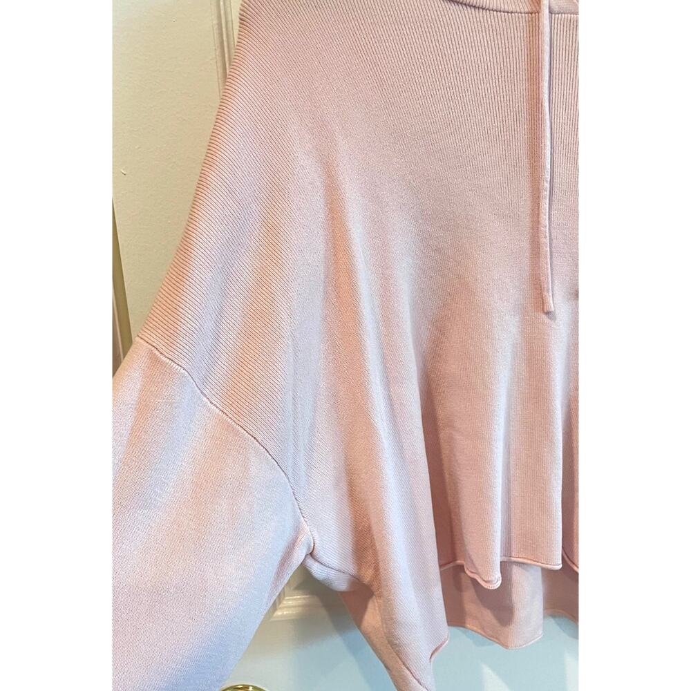 Zara Soft Knit Cropped Hoodie Sweater Light Pink Pastel Size M - Picture 4 of 8